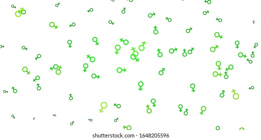 Light Green, Yellow vector backdrop with woman's power symbols. Simple design in abstract style with women’s rights activism. Best design to show the power of women.