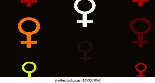 Light Green, Yellow vector backdrop with woman's power symbols. Colorful feminism symbols with a gradient in modern style. Elegant background for websites.