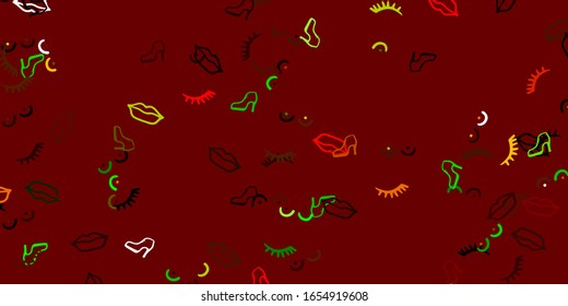 Light Green, Yellow vector backdrop with woman's power symbols. Colorful feminism symbols with a gradient in modern style. Simple design for your web site.