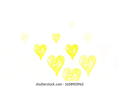 Light Green, Yellow vector backdrop with sweet hearts. Smart illustration with gradient hearts in valentine style. Design for a business advert of anniversary.