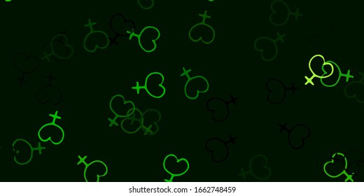 Light Green, Yellow vector backdrop with woman's power symbols. Abstract illustration with a depiction of women's power. Elegant design for wallpapers.