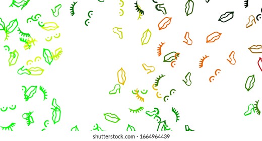 Fondo vectorial amarillo verde claro con símbolos de poder de la mujer. Ilustración abstracta con una representación del poder de la mujer. Mejor diseño para mostrar el poder de las mujeres.