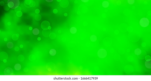 Light Green, Yellow vector backdrop with dots. Glitter abstract illustration with colorful drops. Pattern for wallpapers, curtains.