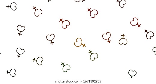 Light Green, Yellow vector backdrop with woman's power symbols. Simple design in abstract style with women’s rights activism. Design for International Women’s Day.