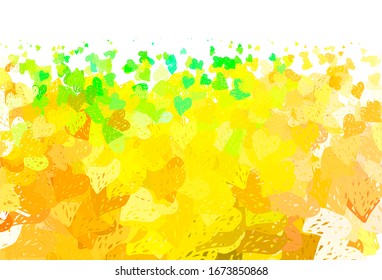 Light Green, Yellow vector backdrop with sweet hearts. Decorative design with hearts in simple style . Pattern for marriage gifts, congratulations.