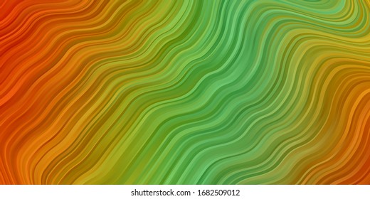 Light Green, Yellow vector backdrop with bent lines. Illustration in halftone style with gradient curves. Pattern for business booklets, leaflets
