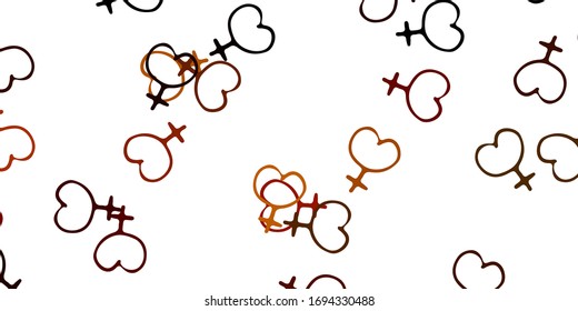 Light Green, Yellow vector backdrop with woman's power symbols. Simple design in abstract style with women’s rights activism. Design for International Women’s Day.