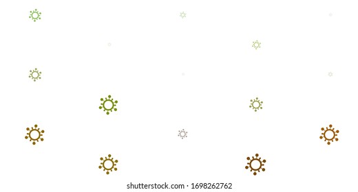 Light Green, Yellow vector backdrop with virus symbols. Colorful  gradient illness symbols in simple abstract style. Simple drawing against danger fever.