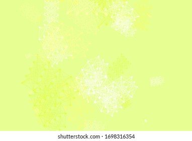 Fondo vectorial amarillo verde claro con datos de inteligencia artificial. Ilustración abstracta con enlaces y puntos de AI. Patrón de ciencia, diseños futuristas.