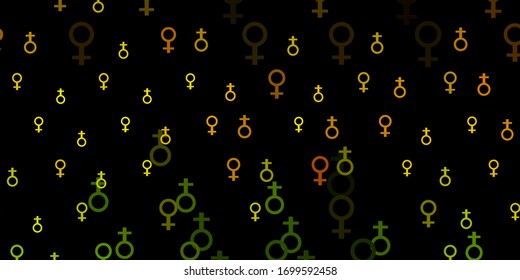 Light Green, Yellow vector backdrop with woman's power symbols. Abstract illustration with a depiction of women's power. Design for International Women’s Day.