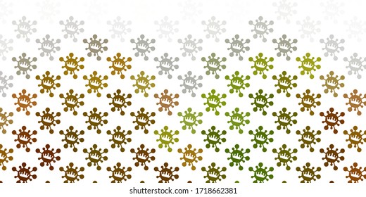 Light green, yellow vector backdrop with virus symbols. Simple design in abstract style with infection forms. Design for biohazard warning.