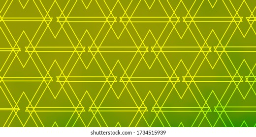 Light Green, Yellow vector backdrop with lines, triangles. Beautiful illustration with triangles in nature style. Template for landing pages.