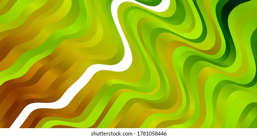 Light Green, Yellow vector backdrop with circular arc. Abstract illustration with bandy gradient lines. Best design for your posters, banners.