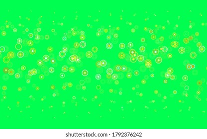 Light Green, Yellow vector backdrop with dots. Modern abstract illustration with colorful water drops. New template for your brand book.
