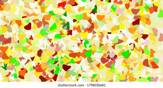 Light green, yellow vector backdrop with chaotic shapes. Colorful illustration with simple gradient shapes. Modern design for your ads.