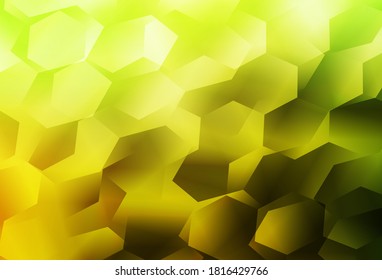 Verde claro, fondo vectorial amarillo con hexágonos. Ilustración abstracta brillante en estilo hexagonal. Nueva plantilla para tu libro de marcas.