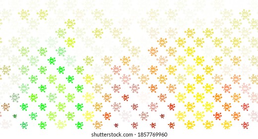 Light Green, Yellow vector backdrop with virus symbols. Colorful  gradient illness symbols in simple abstract style. Simple design against epidemic information.