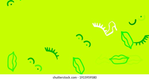 Light Green, Yellow vector backdrop with woman's power symbols. Illustration with signs of women's strength and power. Best design to show the power of women.
