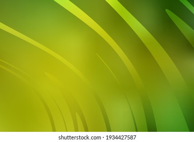 Light Green, Yellow vector backdrop with bent lines. Shining colorful illustration in simple curve style. Pattern for your business design.
