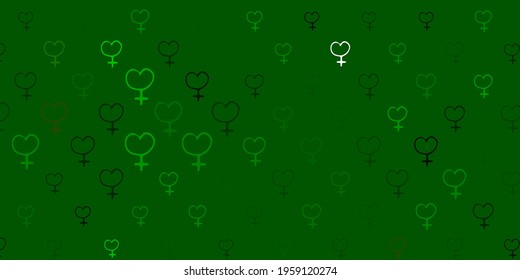Light Green, Yellow vector backdrop with woman's power symbols. Colorful feminism symbols with a gradient in modern style. Elegant design for wallpapers.