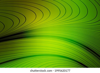 Light Green, Yellow vector backdrop with wry lines. Colorful geometric sample with gradient lines.  Brand new design for your ad.