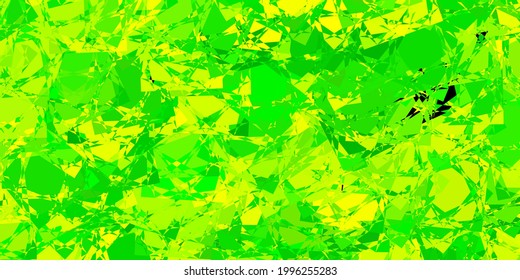 Light Green, Yellow vector backdrop with triangles, lines. Simple design in abstract style with triangles, lines. Landing pages material.