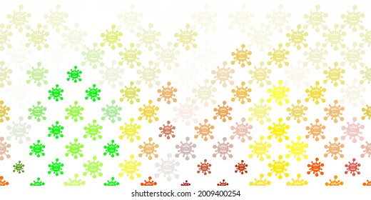 Light Green, Yellow vector backdrop with virus symbols. Colorful  gradient illness symbols in simple abstract style. Best design for quarantine events.