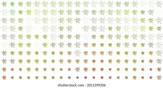 Light Green, Yellow vector backdrop with virus symbols. Colorful  gradient illness symbols in simple abstract style. Simple design against epidemic information.