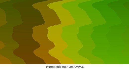 Light Green, Yellow vector backdrop with circular arc. Abstract illustration with bandy gradient lines. Pattern for booklets, leaflets.