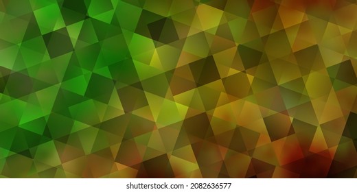 Verde claro, fondo vectorial amarillo con líneas, rhombus. Decoración de estilo abstracto con líneas, cubos. Mejor diseño para afiches, pancartas.