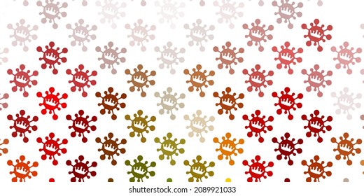 Light green, yellow vector backdrop with virus symbols. Smart illustration with covid signs in decorative style. Best design for quarantine events.