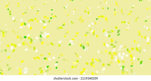 Hellgrüner, gelber Vektorhintergrund mit chaotischen Formen. Farbige abstrakte Formen mit Farbverlauf in einfachem Stil. Einfache Illustration für Ihre Website.