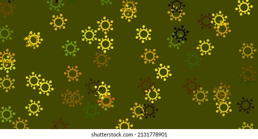Light green, yellow vector backdrop with virus symbols. Abstract illustration with biological gradient shapes. Simple drawing against danger fever.