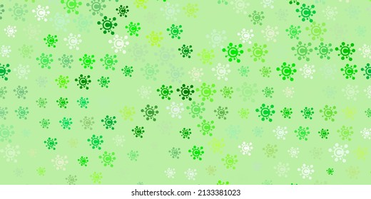 Light Green, Yellow vector backdrop with virus symbols. Simple design in abstract style with infection forms. Best design for quarantine events.