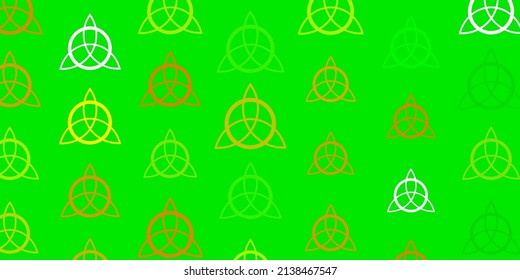 Light Green, Yellow vector backdrop with mystery symbols. Retro design in abstract style with witchcraft forms. Design for magic, spiritual events.