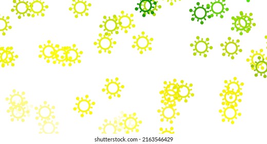 Light green, yellow vector backdrop with virus symbols. Abstract illustration with biological gradient shapes. Design for biohazard warning.