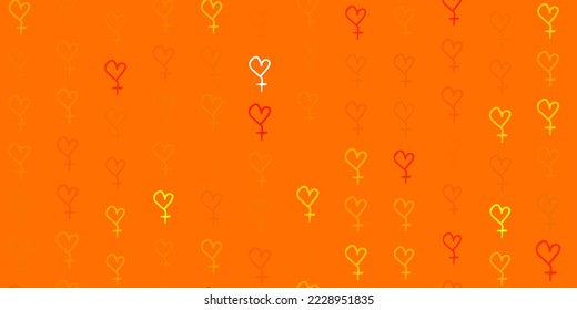 Light Green, Yellow vector backdrop with women power symbols. Illustration with signs of women strength and power. Design for International Women Day.