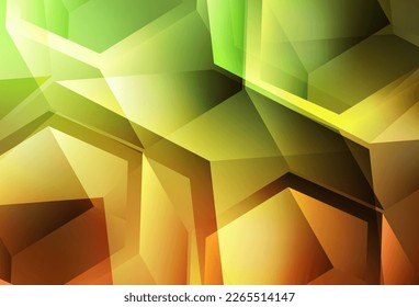 Verde claro, fondo vectorial amarillo con líneas, rhombus. Ilustración con un conjunto de triángulos coloridos, cuadrados. Patrón de folletos y folletos