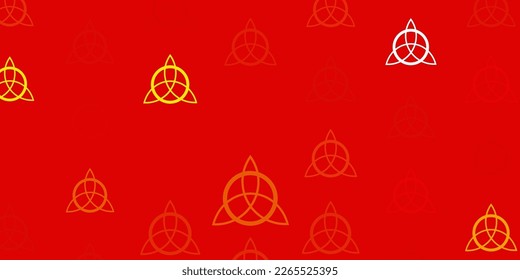 Light Green, Yellow vector backdrop with mystery symbols. Colorful vintage illustration with gradient alchemy shapes. Simple design for occult depiction.