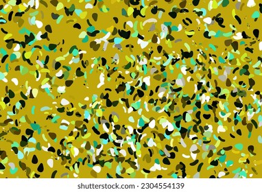 Light green, yellow vector backdrop with abstract shapes. Decorative design in abstract style with random forms. Modern design for your business card.