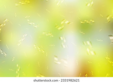 Verde claro, fondo vectorial amarillo en estilo de vacaciones. Ilustración abstracta de gradiente con coloridas cosas navideñas. Plantilla para letras, tipografía.