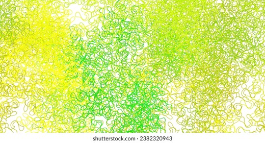 Light green, yellow vector backdrop with bent lines. Colorful geometric sample with gradient curves.  Pattern for websites, landing pages.