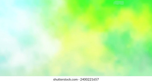 Verde claro, fondo vectorial amarillo con cúmulo. Ilustración brillante con nubes de gradiente abstractas. Patrón para sus comerciales.