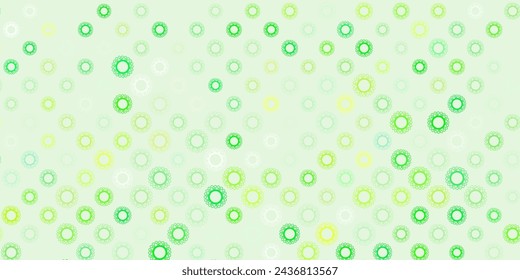 Light green, yellow vector backdrop with virus symbols. Colorful  gradient illness symbols in simple abstract style. Design for biohazard warning.