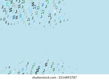 Light Green, Yellow vector backdrop with music notes. Decorative design in abstract style with music shapes. Template for fasion magazines.