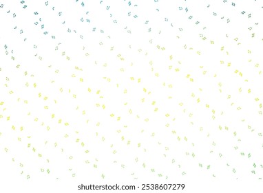 Light Green, Yellow vector backdrop with music notes. Decorative design in abstract style with music shapes. Template for fasion magazines.