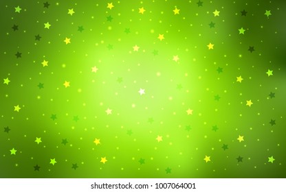 Light Green, Yellow vector background with colored stars. Shining colored illustration with stars. The pattern can be used for websites.