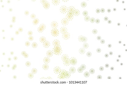 Light Green, Yellow vector background with xmas snowflakes. Glitter abstract illustration with crystals of ice. The pattern can be used for new year leaflets.