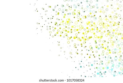 Light Green, Yellow vector  background with dots. Beautiful colored illustration with blurred circles in nature style. The pattern can be used for aqua ad, booklets.