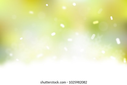 Light Green, Yellow vector background with xmas snowflakes. Shining colored illustration with snow in christmas style. The pattern can be used for year new  websites.